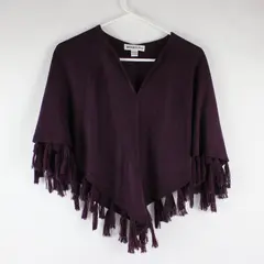 Mendocino Purple Poncho Shawl Tassels One Size Boho Chic 