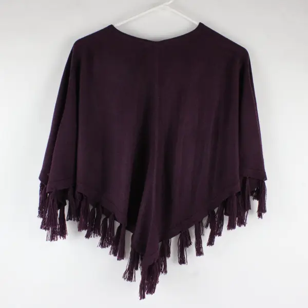 Mendocino Purple Poncho Shawl Tassels One Size Boho Chic 