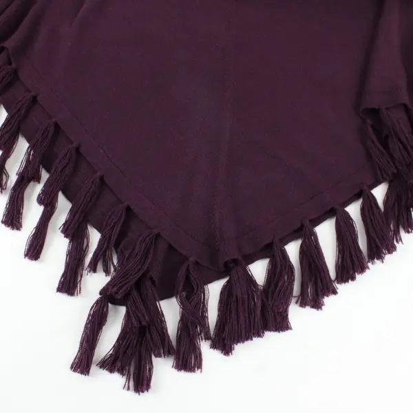 Mendocino Purple Poncho Shawl Tassels One Size Boho Chic 
