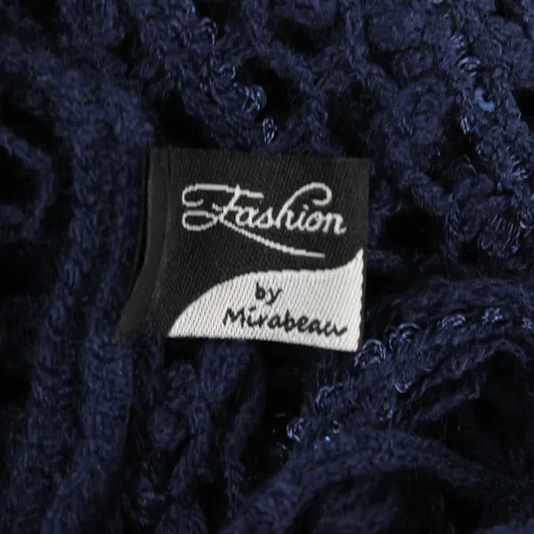 Fashion by Mirabeau Navy Blue Poncho Cape Knit With Sequins and Fringe OS