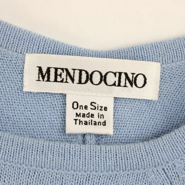 Mendocino Light Blue Poncho Shawl Tassels One Size Boho Chic 