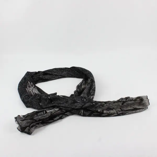 Womens Black Gray Purple Floral Silver Glitter Rectangle Scarf 62" x 17.5"