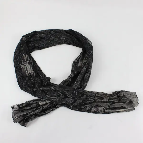 Womens Black Gray Purple Floral Silver Glitter Rectangle Scarf 62" x 17.5"