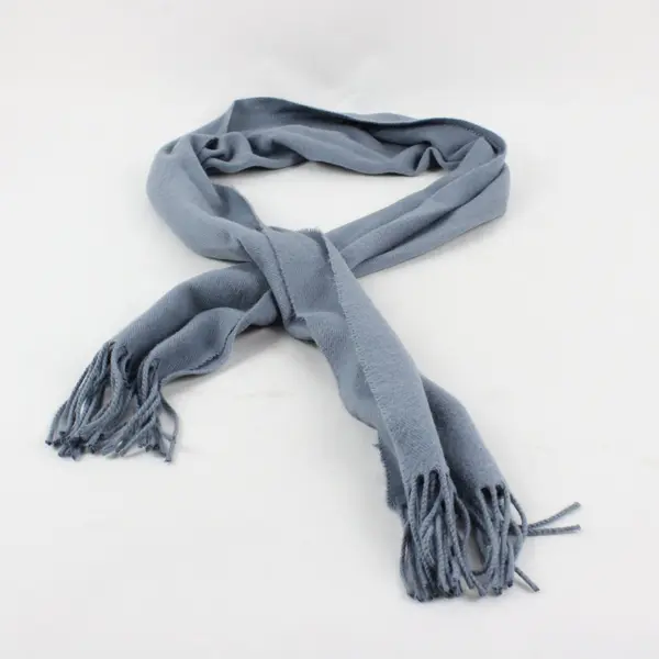 Ash Blue Soft Scarf Fringe Ends Wide Wrap Around 56 x 12.5 in Women's