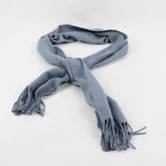 Ash Blue Soft Scarf Fringe Ends Wide Wrap Around 56 x 12.5 in Women's
