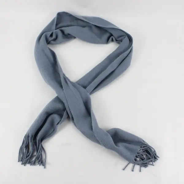 Ash Blue Soft Scarf Fringe Ends Wide Wrap Around 56 x 12.5 in Women's