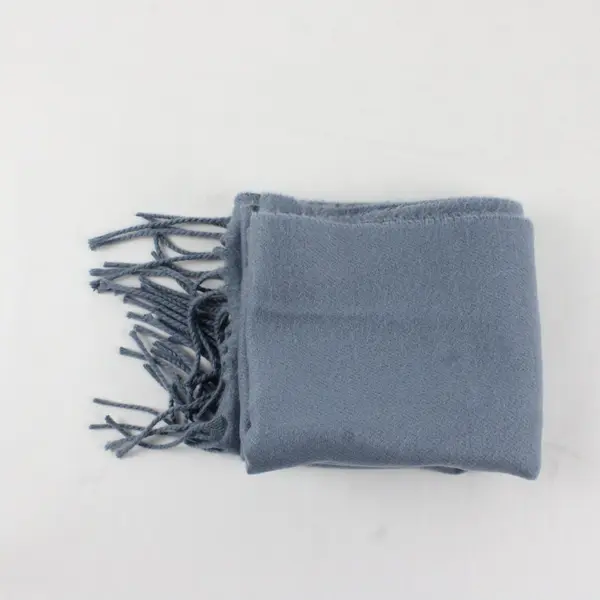 Ash Blue Soft Scarf Fringe Ends Wide Wrap Around 56 x 12.5 in Women's