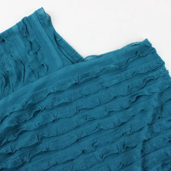 Flirtatious By Lavello Dark Teal Layered Ruffled Poncho Shawl OSFM Boho Chic