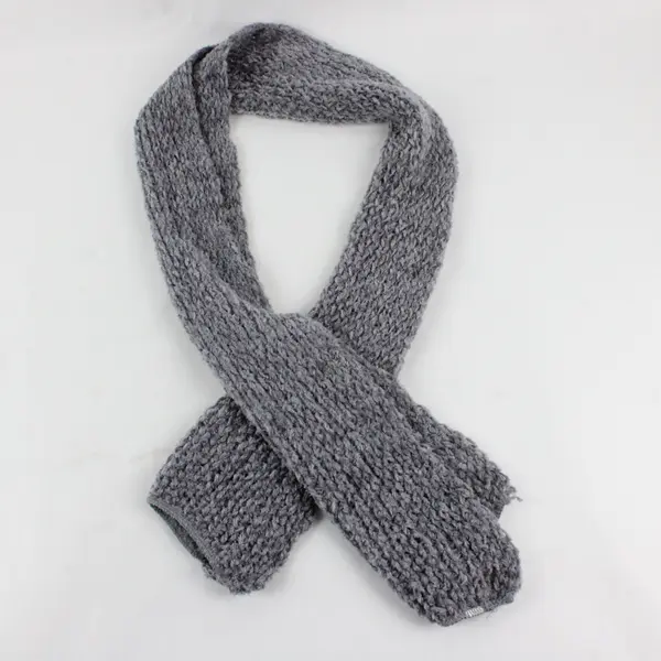 Handmade Knit Scarf Purple-Grey Soft Winter 59" x 10"