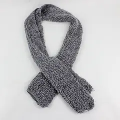 Handmade Knit Scarf Purple-Grey Soft Winter 59" x 10"