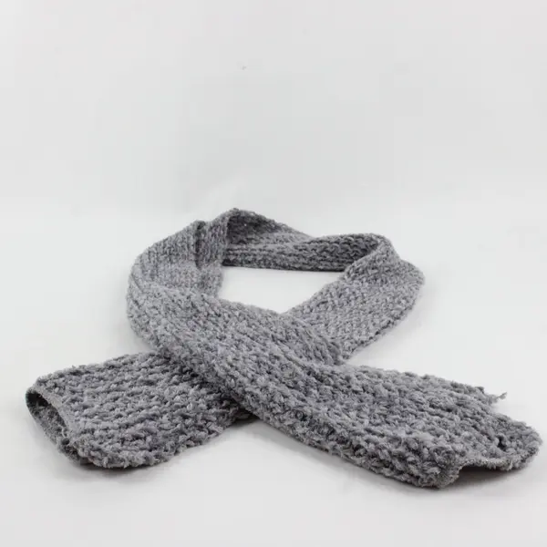 Handmade Knit Scarf Purple-Grey Soft Winter 59" x 10"
