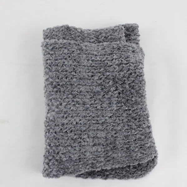 Handmade Knit Scarf Purple-Grey Soft Winter 59" x 10"