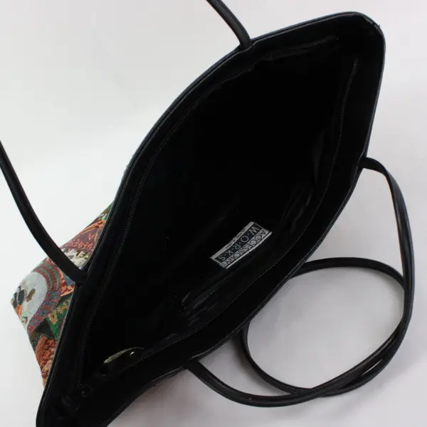 Accessory Works Woven Tapestry Tote Bag with All-Over Travel Collage Design