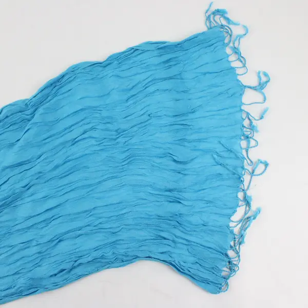 Sheer Blue Fringe Ends Scarf Wrap 34.5''x15''
