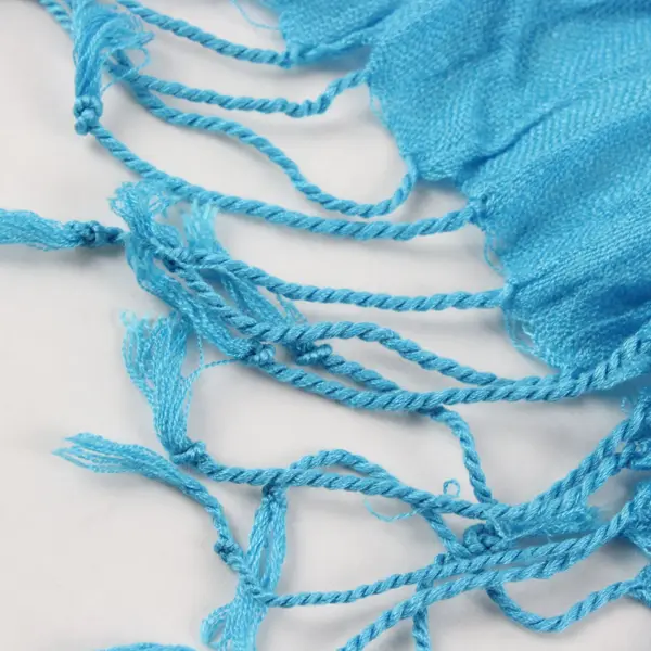 Sheer Blue Fringe Ends Scarf Wrap 34.5''x15''