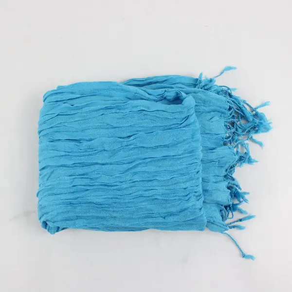 Sheer Blue Fringe Ends Scarf Wrap 34.5''x15''