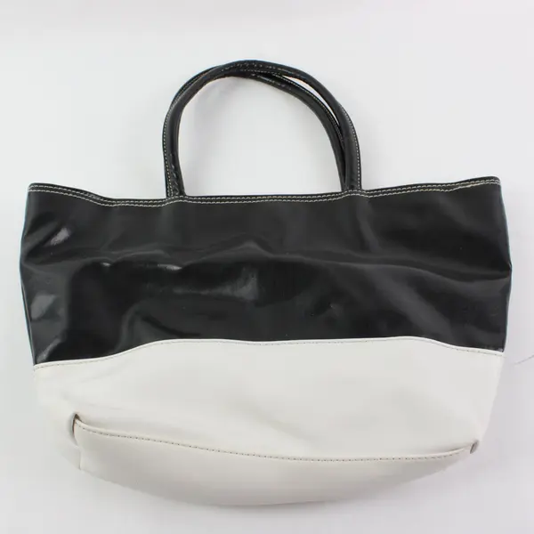 Fashion Express Black and White Studded Faux Leather Tote Bag