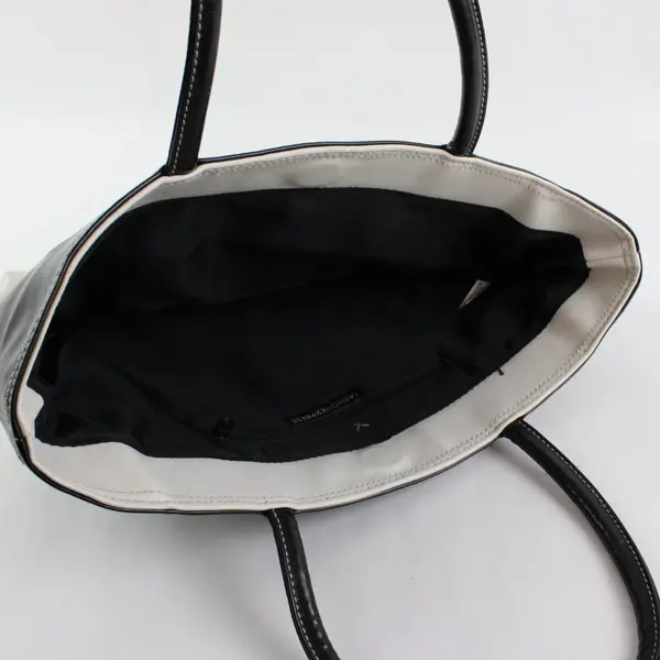 Fashion Express Black and White Studded Faux Leather Tote Bag