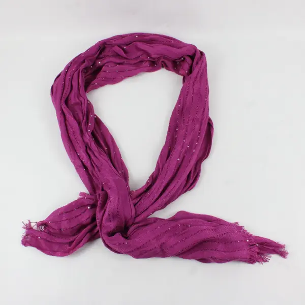 Unbranded Long Magenta Sequined Scarf with Fringe Shawl Boho 33''x21.5''