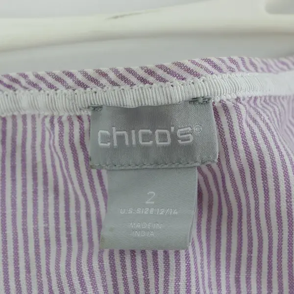 Chico's Purple White Pinstriped Sleeveless Blouse Tank Women's 2 12/14