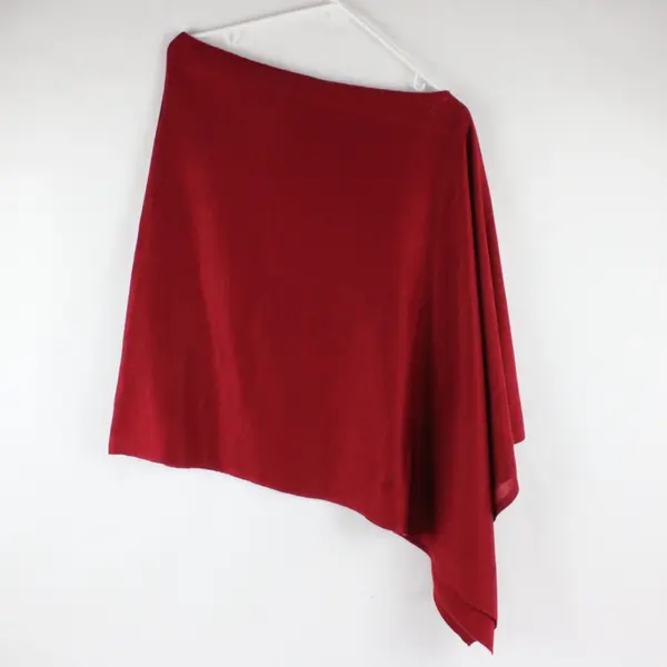 Women's Red Lightweight Fine-Knit Poncho Shawl OSFM Unbranded
