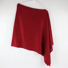 Women's Red Lightweight Fine-Knit Poncho Shawl OSFM Unbranded