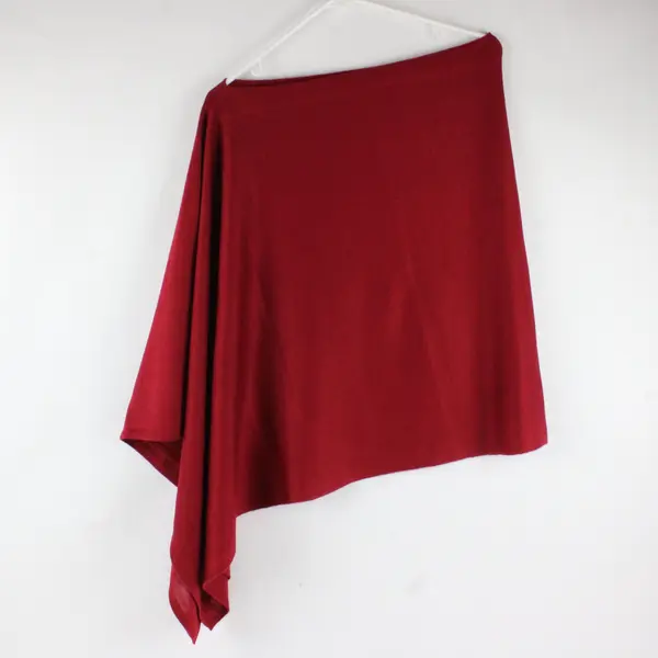 Women's Red Lightweight Fine-Knit Poncho Shawl OSFM Unbranded