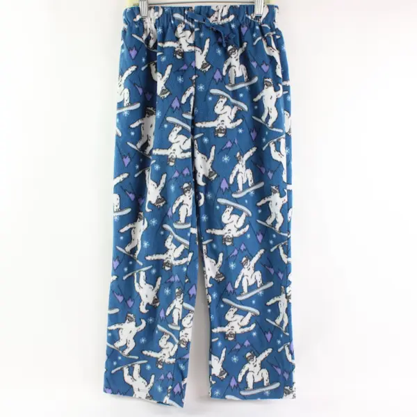 Holiday Time Kids 8/M Yeti Blue Fleece Pajama/Lounge Pants Drawstring Christmas