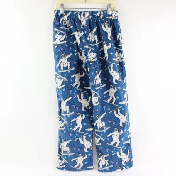 Holiday Time Kids 8/M Yeti Blue Fleece Pajama/Lounge Pants Drawstring Christmas