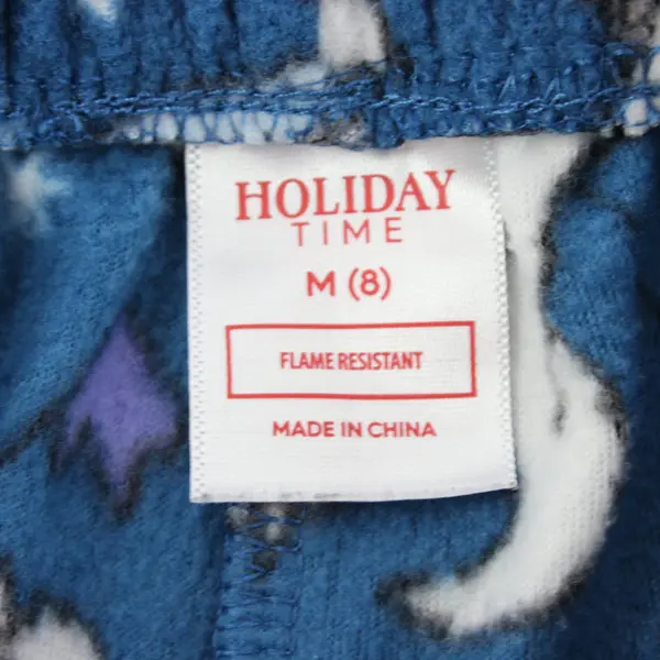 Holiday Time Kids 8/M Yeti Blue Fleece Pajama/Lounge Pants Drawstring Christmas