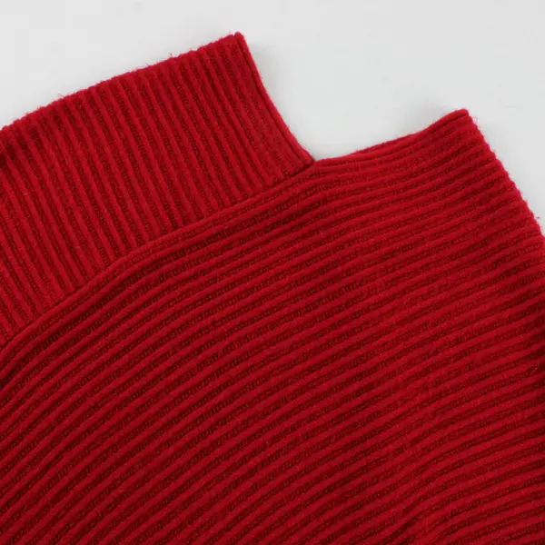 V. Fraas Fringe Warm Poncho Wrap Shawl Cape Red Knit Winter OS