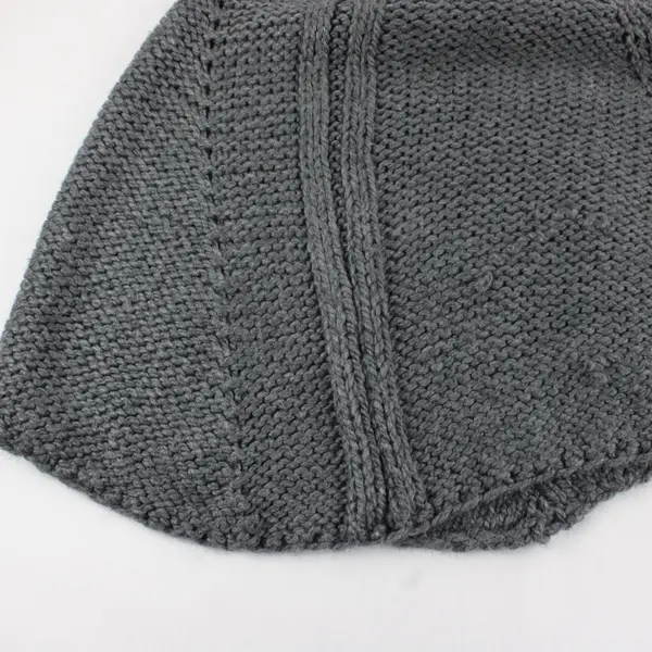 Mock Neck Gray Sweater Poncho Handmade Knit Casual Pullover Shawl Top Women OSFM