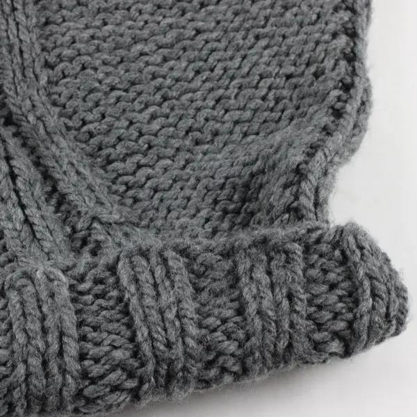 Mock Neck Gray Sweater Poncho Handmade Knit Casual Pullover Shawl Top Women OSFM