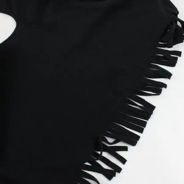 Heirloom Collectibles Fleece Black Fringe Poncho OS Winter Accessory Pullover