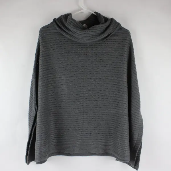 Christopher & Banks Turtleneck Grey Knit Sweater Poncho Winter Accessory OS