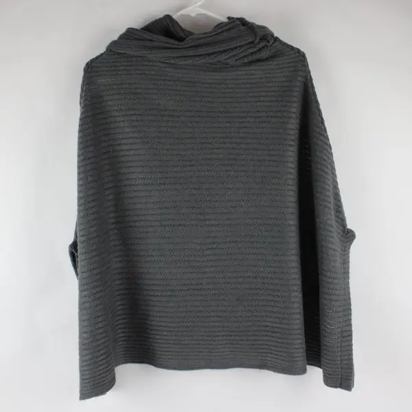 Christopher & Banks Turtleneck Grey Knit Sweater Poncho Winter Accessory OS