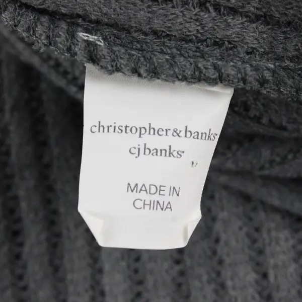 Christopher & Banks Turtleneck Grey Knit Sweater Poncho Winter Accessory OS