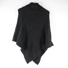 Unbranded Black Knit Turtleneck Poncho Shawl Winter Pullover Accessory OS