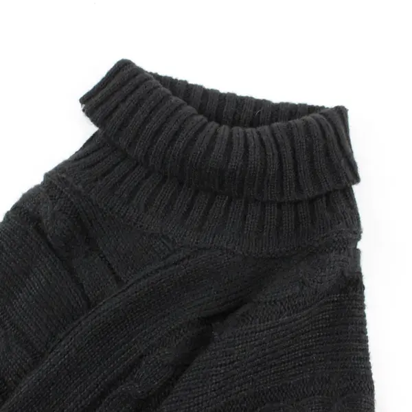 Unbranded Black Knit Turtleneck Poncho Shawl Winter Pullover Accessory OS