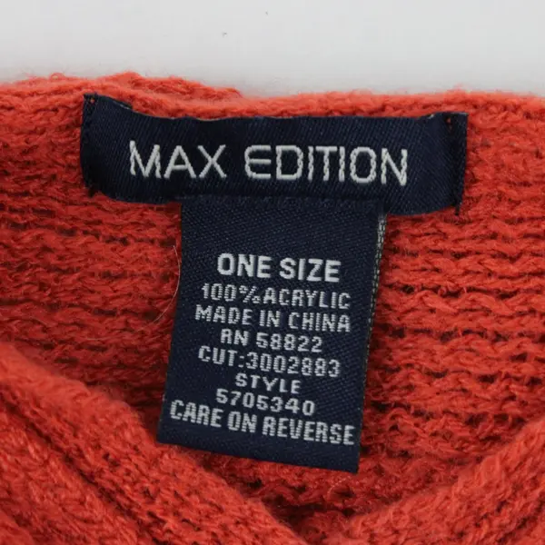 Max Edition 3705340 Orange Knit Ruffle Poncho Fringe Asymmetrical 2-Way One Size