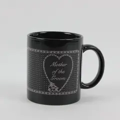 Black Mug with Pink Lace "Mother of the Groom" Design Wedding Party Gift