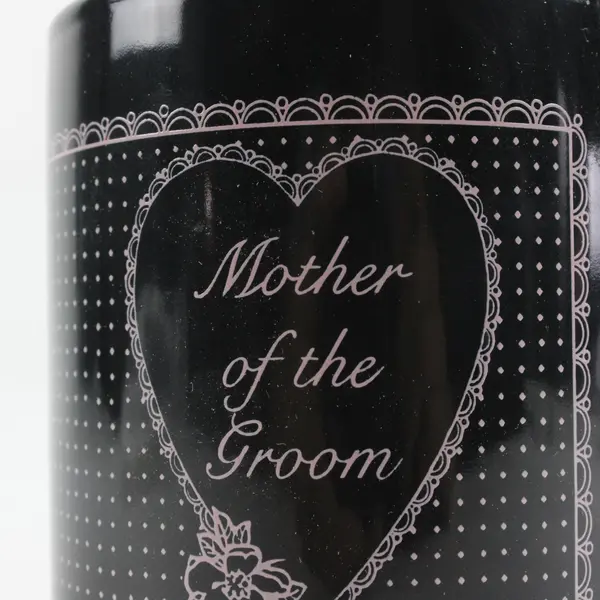 Black Mug with Pink Lace "Mother of the Groom" Design Wedding Party Gift