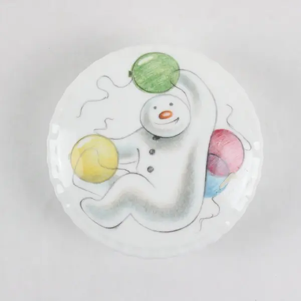 Royal Doulton Covered Trinket Box 3.75" Snowman Gift Collection "Balloons" 1985