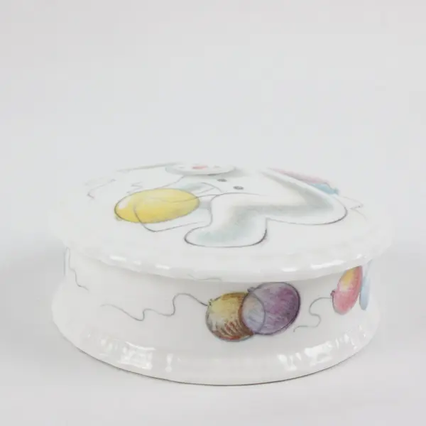 Royal Doulton Covered Trinket Box 3.75" Snowman Gift Collection "Balloons" 1985