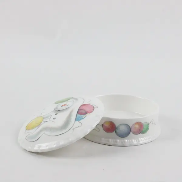 Royal Doulton Covered Trinket Box 3.75" Snowman Gift Collection "Balloons" 1985