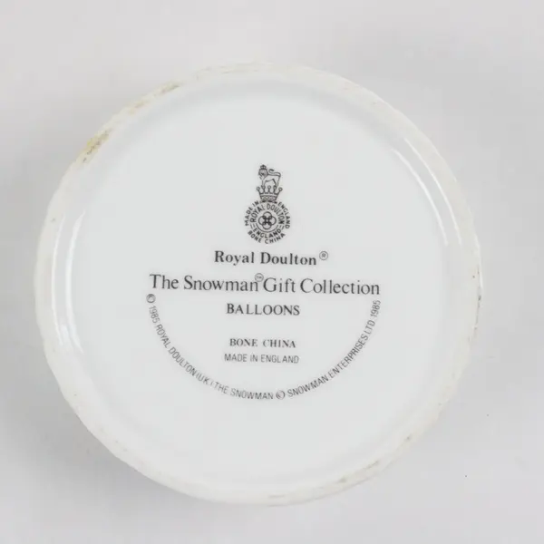 Royal Doulton Covered Trinket Box 3.75" Snowman Gift Collection "Balloons" 1985