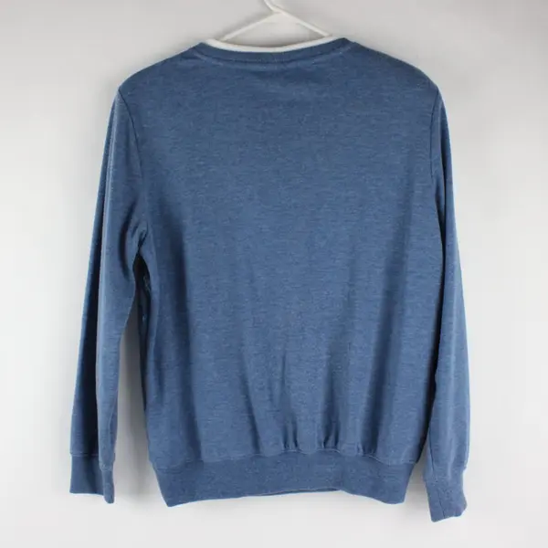 Y2K Quilted Embroidered Crewneck Sweatshirt Blue Floral Argyle Small