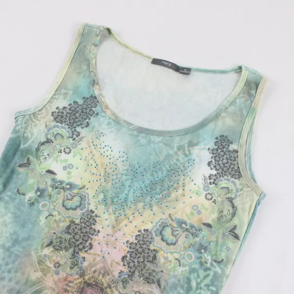 Apt.9 Green Blue Yellow Bohemian Design Rhinestone Detail Tank Top Sz M Y2k Vntg