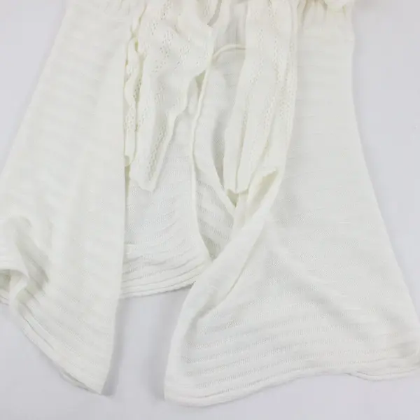 Studio A Cream White Sleeveless Open Front Knit Asymmetrical Cardigan Women's M
