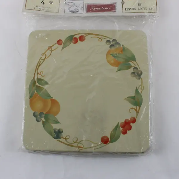 Vtg Corelle Coordinates Abundance Fruit Burner Covers 4-190-A Set 4 2x10 2x8